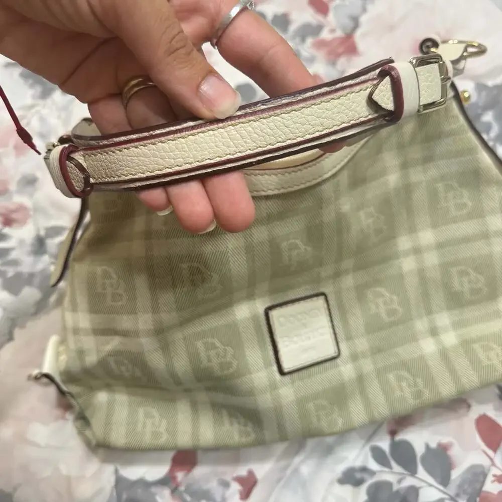 Dooney & Bourke Jacquard Signature Monogram Hobo Shoulder Bag with Leather Trim